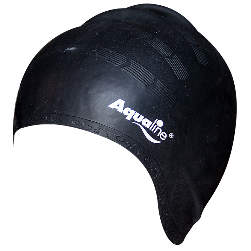 Aqualine Elite Long Hair Silicone Swimming Cap Black