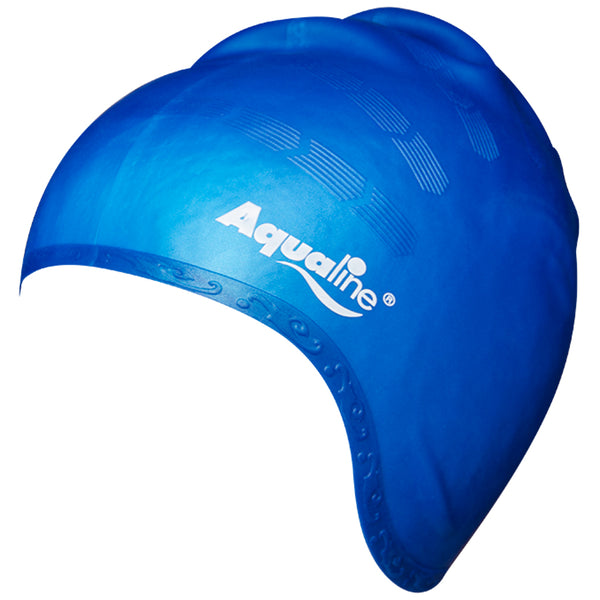 Aqualine Elite Long Hair Silicone Swimming Cap Blue