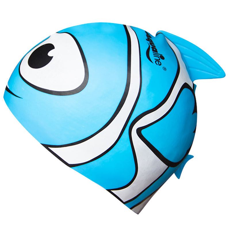 Aqualine Fish Childrens Silicone Swimming Cap Blue