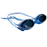 Aqualine Metallix Adults Swimming Goggle. Blue Silicone strap and eye piece. Blue flexible Silicone nose piece. Mirrored Blue Lens.