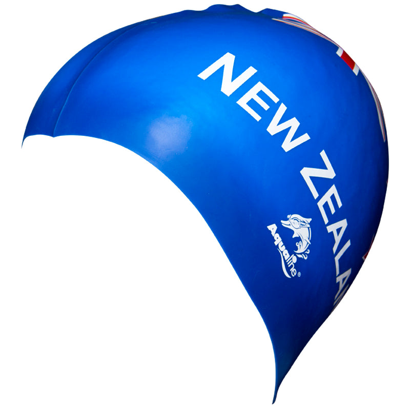 Aqualine NZ Flag Silicone Swimming Cap Blue Side View