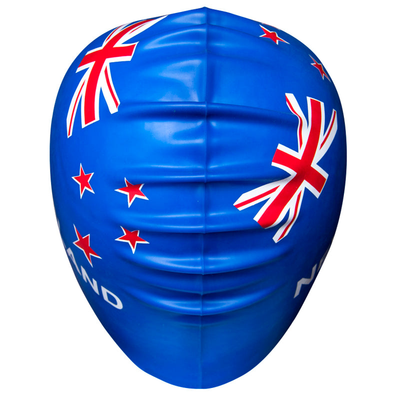 Aqualine NZ Flag Silicone Swimming Cap Blue Back View