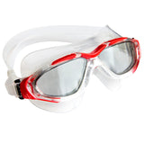 Aqualine Tri-Glide Adults Swimming Mask with Clear Liquid Silicone and Red frame. Tinted lens.